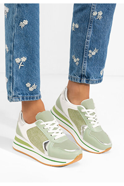 B T Shoes Zelené dámské tenisky na platformě Sidnei