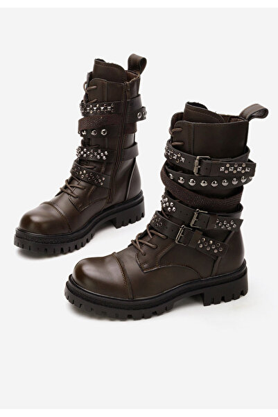 B T Shoes Hnedé dámské polokozačky Dominia