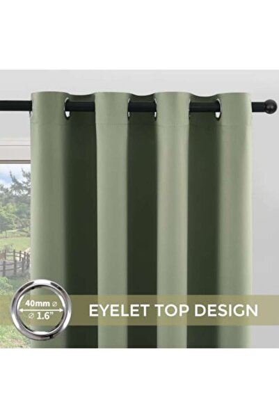 MIULEE Opaque Curtain 225 x 300 cm, Ring Fastening, Green - CN