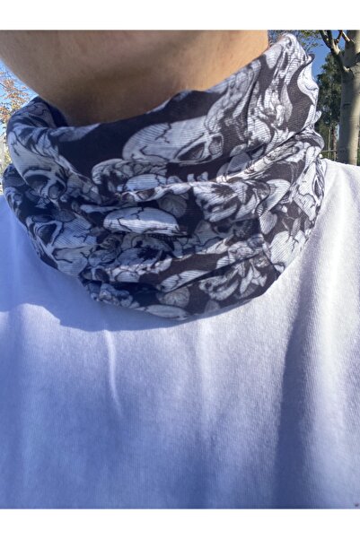 kurukafagift باندانا بوف بتصميم جمجمة باللونين الأسود والأبيض، وشاح للرقبة لحماية الوجه للدراجين