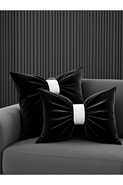 JACA طقم من قطعتين من الوسائد المخملية الفاخرة ذات المظهر المزخرف على شكل فيو...