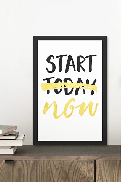 AR AJANS KANVAS TABLO Έναρξη - Σήμερα - Τώρα Ζωγραφική σε MDF με σχεδιασμό με...