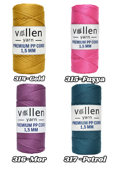 vollen yarn Snur din poliester macrame 1,5 mm 100 g 150 m – Pachet de 10, snur pentru supla și geantă