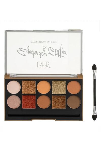 Ushas Cosmetics Matte & Glitter Brown Eyeshadow Makeup Palette (10 colors) 6g