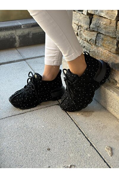 LABRONA Kadın Desenli Taş Detaylı Yüksek Tabanlı Yürüyüş Ayakkabısı