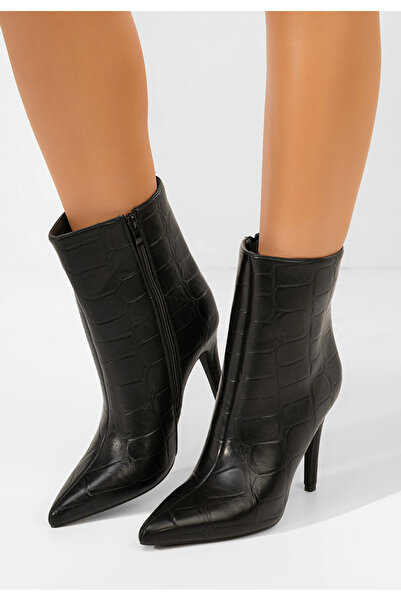 B T Shoes Botine cu toc subtire Selvaris negre