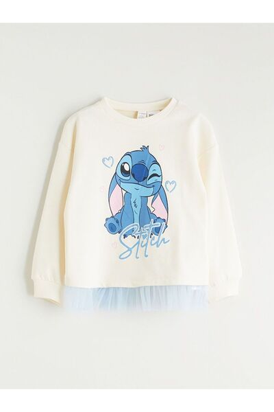 LC Waikiki Crew Neck Stitch Printed Girl's Sweatshirt