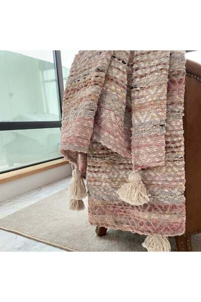 Tim and Him Desert Blanket for Sofa in terracota color