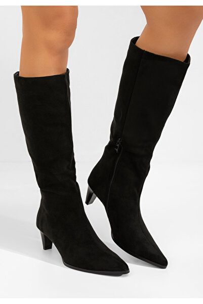 B T Shoes Cizme dama elegante cu toc Favora negre
