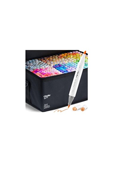 Ohuhu Honolulu Set 320 Markere, Baza Alcool, Dual Tips Brush&Chisel, Multicolor
