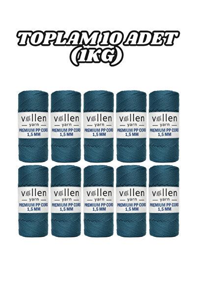 vollen yarn خيط مكرامية من البوليستر 1.5 مم 100 جرام 150 متر - عبوة من 10 قطع...