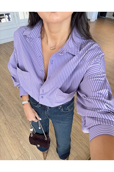 CADDELAMODA Cămașă oversize cu mâneci cu detaliu de cusături pentru femei