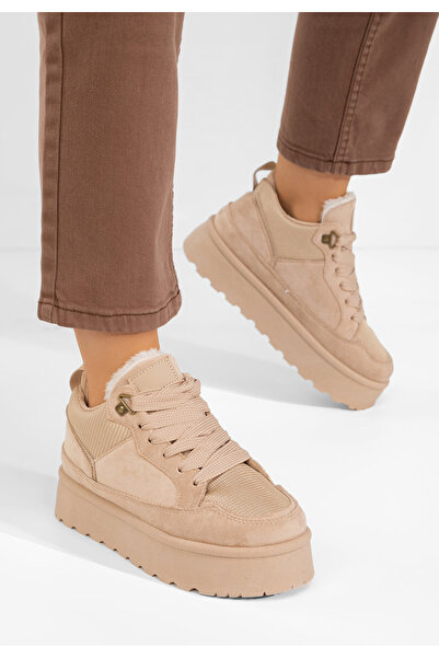 B T Shoes Khaki dámské tenisky na platformě Isariel