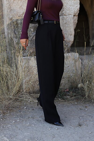 bytugcekaya Black Back Pocket Detail Palazzo