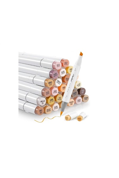 Ohuhu Honolulu Set 36 Markere, Baza Alcool, Capat Dublu Brush&Chisel, Skin Tones