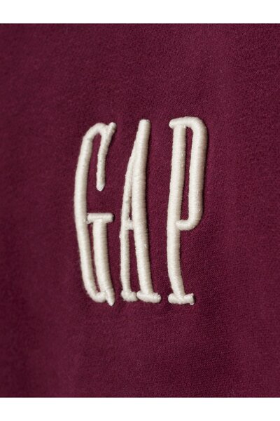 GAP Erkek Açık Gri VintageSoft Colorblock Logo Yarım Fermuarlı Sweatshirt