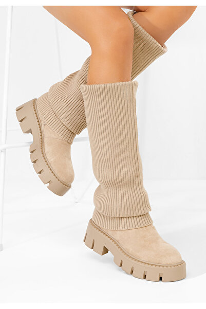 B T Shoes Béžové dámské kozačky Michelina