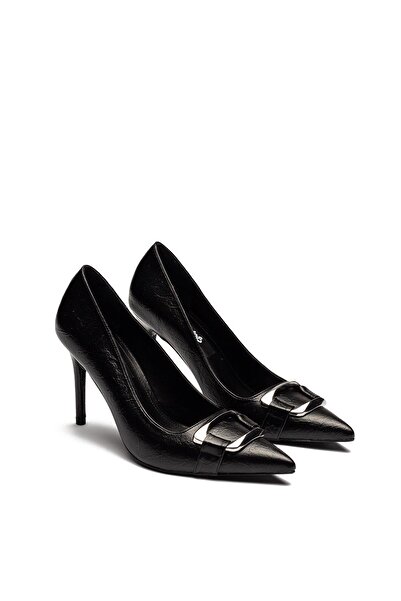 Dedos Shiny Black Metal Buckle High Heel Women's Evening Dress Shoes 110