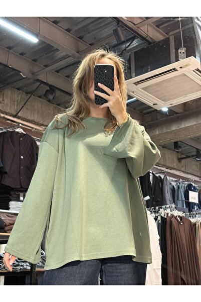 Taksim Moda Modal Kumaş Oversize Geniş Kalıp Bisiklet Yaka Basic Düz Sweat