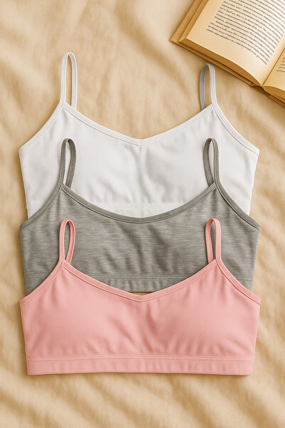 nesterinzar Women's 3-Pack Padded Sports Bra with String Straps Half Tank Top