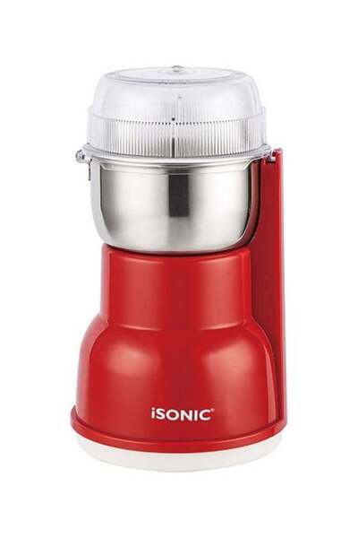 iSonic مطحنة قهوة وتوابل وفواكه مجففة سعة 300 مل iG 788 أحمر/فضي