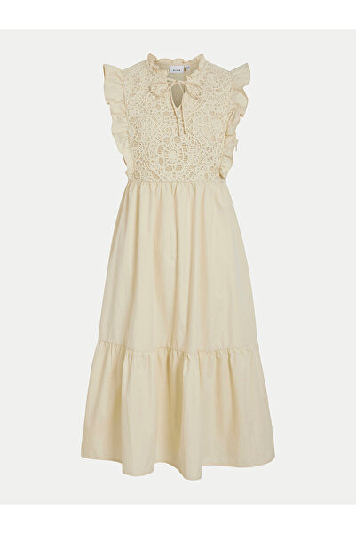 VILA Γυναικείο Καλοκαιρινό Φόρεμα 14106337 Μπεζ