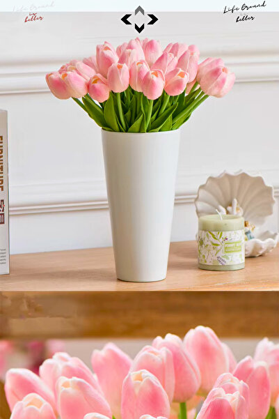 LİGROUND 5’li Yapay Lale Demeti Gerçekçi Dekoratif Çiçek Buketi 5 Adet Islak Lale 30 CM Gelin Çiçeği Ev Ofis