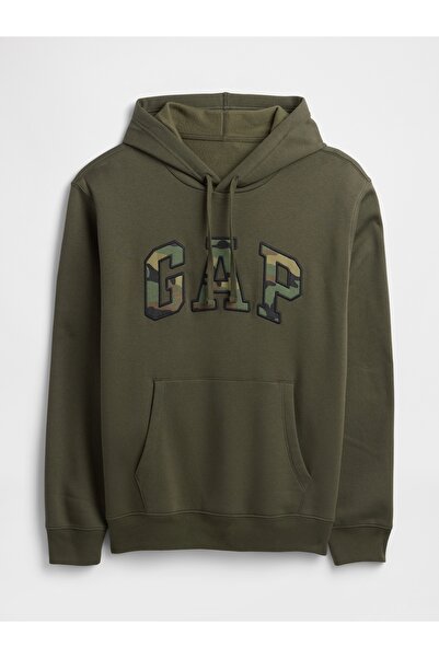 GAP Erkek Haki Relaxed Logo Sweatshirt