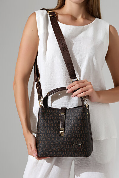 Just Polo Style Women's Arm and Shoulder Bag Coffee Empirme Print