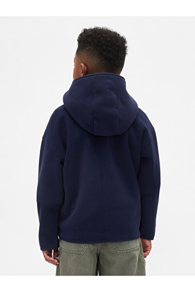 GAP Erkek Çocuk Lacivert VintageSoft Logo Fermuarlı Sweatshirt