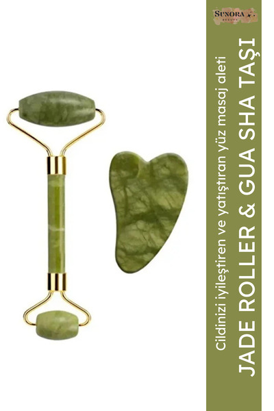 Sunora Beauty Yeşim Taşı Doğal Taş Masaj Aleti Ve Kalp Gua Sha Yüz Bakım Taşı...