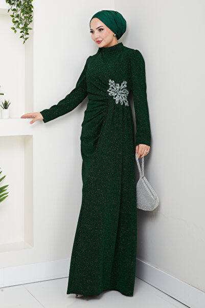 TesettürButik Fringe Hijab Evening Dress