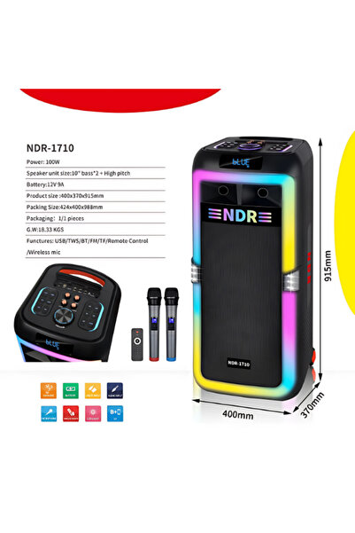 joyplus NDR-1710 10''x2 İNÇ 100 W OUTPUT POWER PARTİ ORGANİZASYON DÜĞÜN ETKİN...