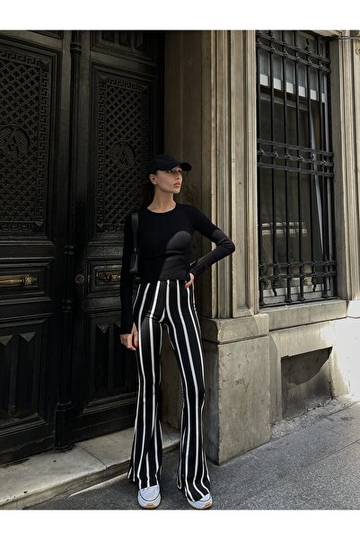 Çizgili İspanyol Paça Tayt