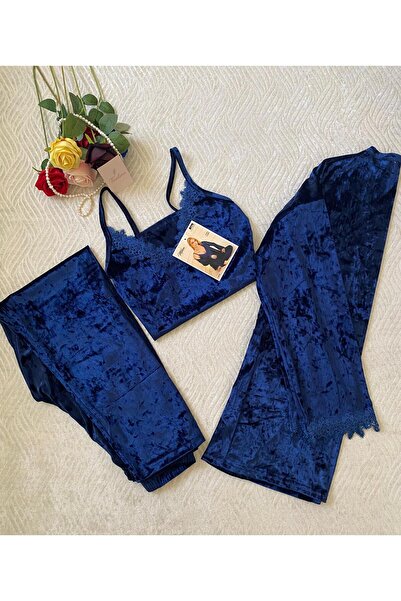 Mihra Kadife Sabahlıklı Pijama Takımı