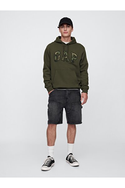 GAP Erkek Haki Relaxed Logo Sweatshirt
