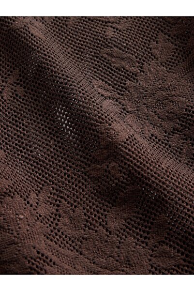 GAP Kadın Kahverengi Çiçek Desenli Dantel T-Shirt