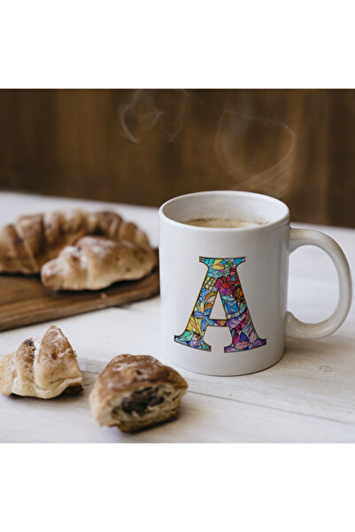 Kupa كوب حرف A سعة 330 مل – هدية مخصصة بالاسم/الحرف، تصميم حروف ملونة