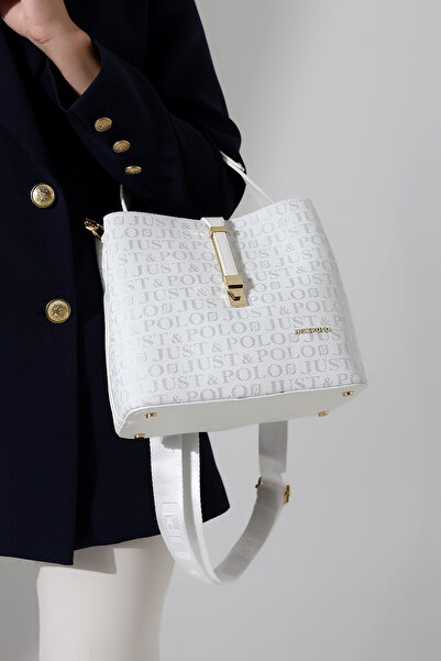 Just Polo Style Women's Shoulder Bag White Printed Print