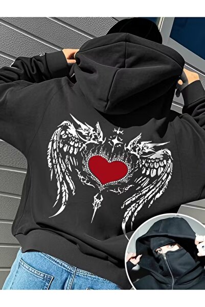 LOTS MODA Φούτερ Ninja Unisex με μάσκα χιονιού Ζακέτα με 2 νήματα χοντρό φλις