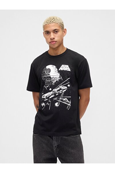 GAP Erkek Siyah Star Wars™ Everyday Soft Relaxed Grafik Baskılı T-Shirt