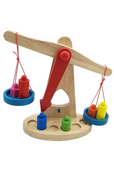 RoyaL Kids Balanta lemn Montessori 22 cm, Train Baby, 6 greutati, multicolor,...