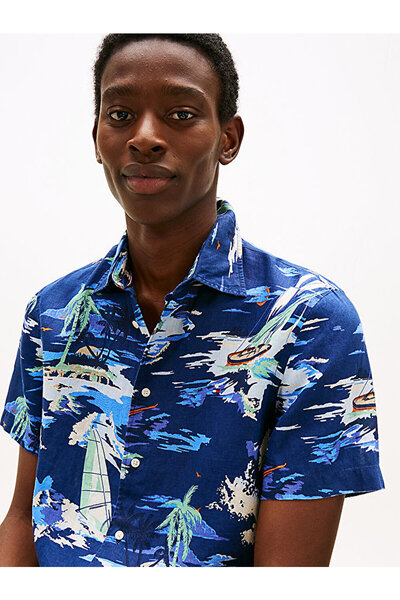 Tommy Hilfiger Men's Linen Vacation Print Shirt