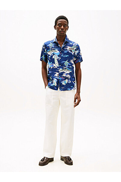 Tommy Hilfiger Men's Linen Vacation Print Shirt