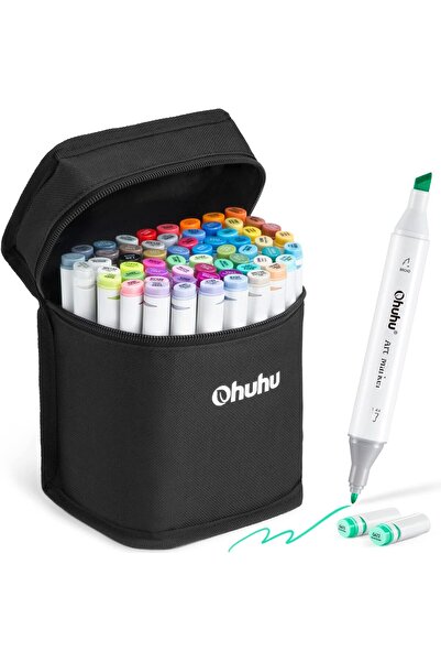 Ohuhu Oahu Set 60 Markere, Baza Alcool, Dual Tips Fine&Chisel, Multicolor