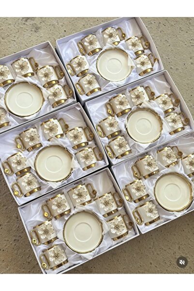 Hediye Köşkü 6 Kişilik Özel Üretim Lüks Porselen Kahve Takımı