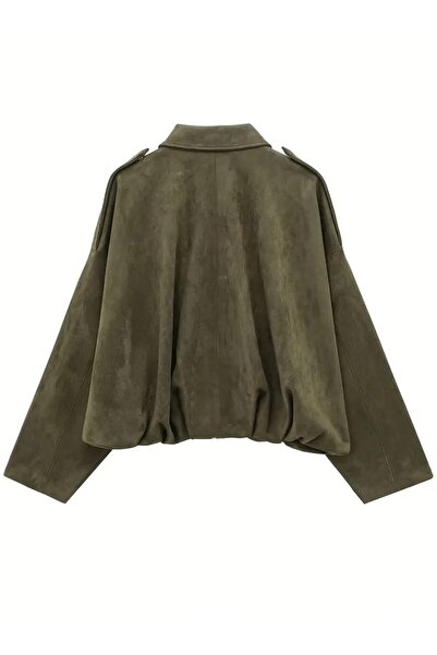 GALAVİP Women's New Lux Soft Oversize Bomber Suede Jacket