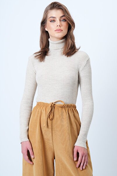 VAGGON Pulover tricotat cu mânecă lungă, crem, pentru femei, Vs01202