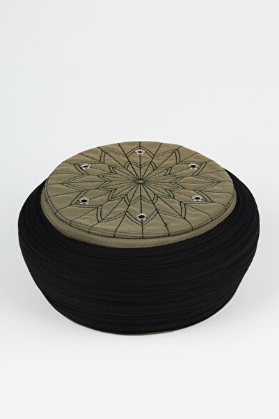 Sarıkhane غطاء رأس للصلاة - قماش أسود - غطاء رأس أخضر - غطاء دائري - نالي شريف - 5 أمتار