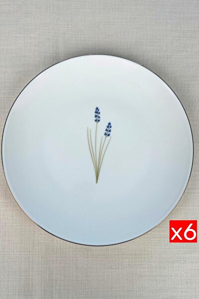 tabakevi Tabak Evi Porselen Natura Lavanta Altın Yaldız Servis Tabağı 24,50cm 6 lı